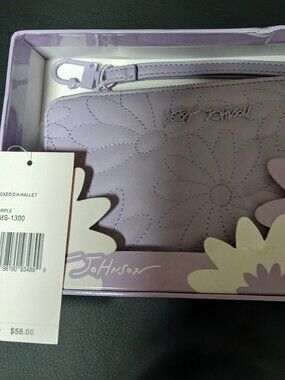 NWT Betsey Johnson Purple/Wisteria Zippered Quilted Wallet/Wristlet